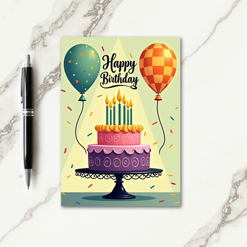 Teal Balloons Birthday Image Card