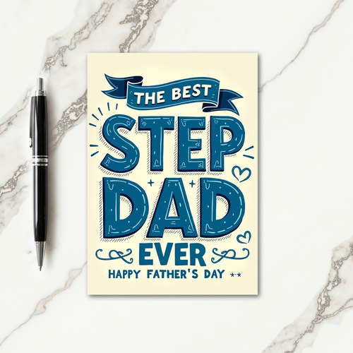 Teal Banner Fathers Day Art Card