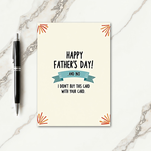 Teal Banner Fathers Day Note Card