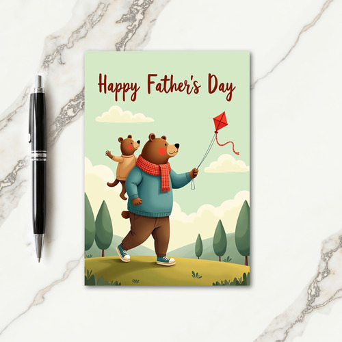 Teal Bear Fathers Day Card