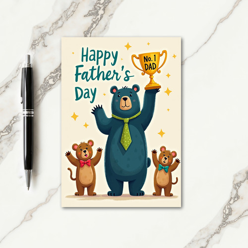 Teal Bear Fathers Day Show Card