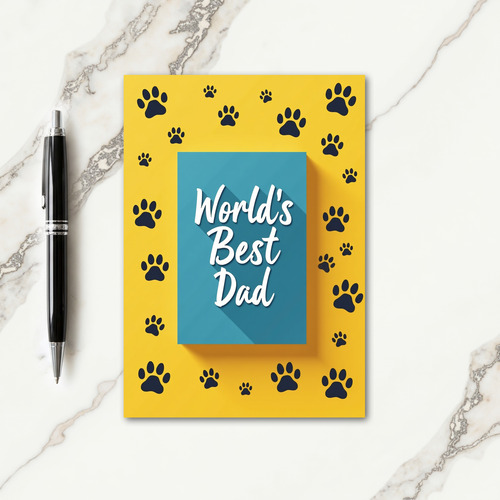 Teal Best Dad Paw Prints Father Card