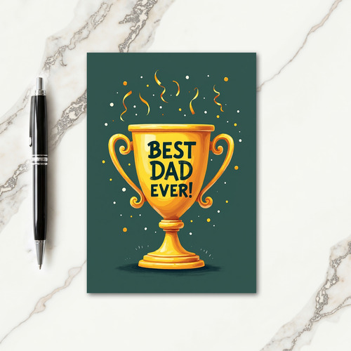 Teal Best Dad Trophy Card