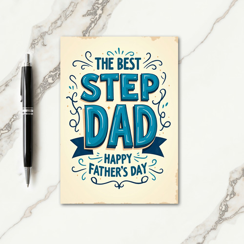 Teal Best Step Dad Fathers Day Card
