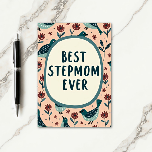 Teal Best Stepmom Floral Card