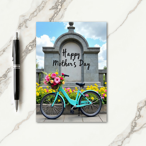 Teal Bike Floral Mothers Day Card