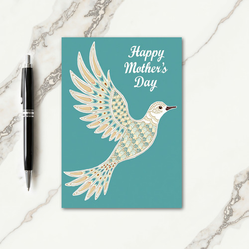 Teal Bird Affection Mothers Day Card