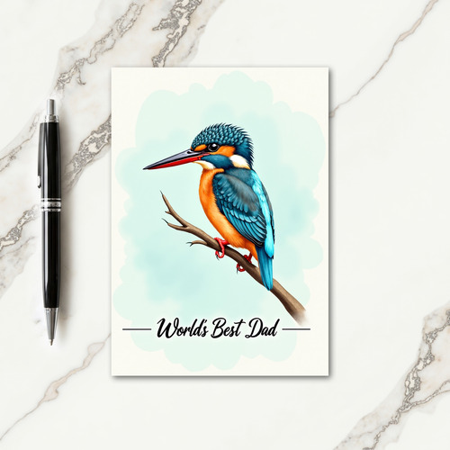 Teal Bird Best Dad Art Card