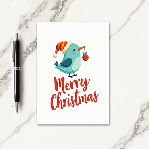 Teal Bird Christmas Card