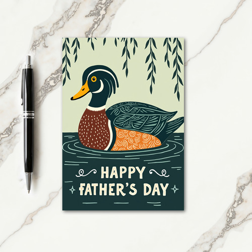 Teal Bird Fathers Day Card