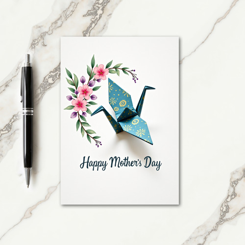 Teal Bird Floral Mothers Day Card
