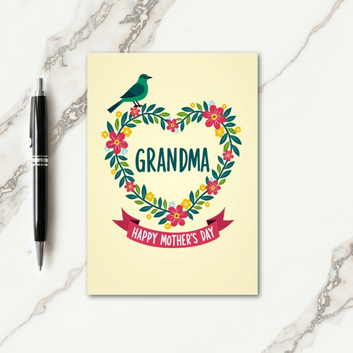 Teal Bird Mothers Day Grandma Card