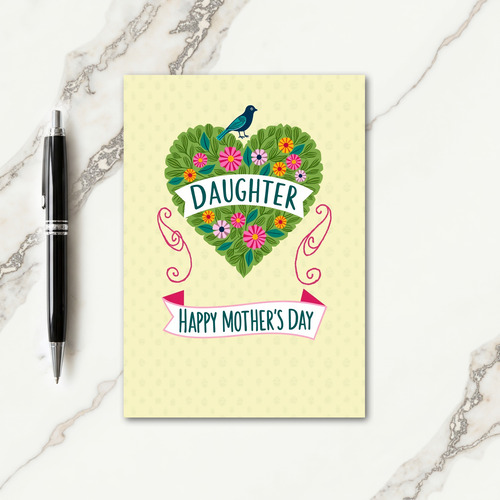 Teal Bird Mothers Day To Daughter Card