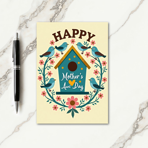 Teal Birdhouse Aunts Day Card
