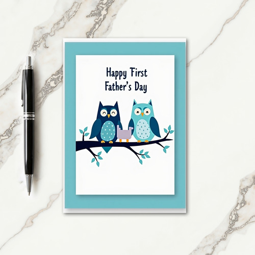 Teal Birds Fathers Day Card