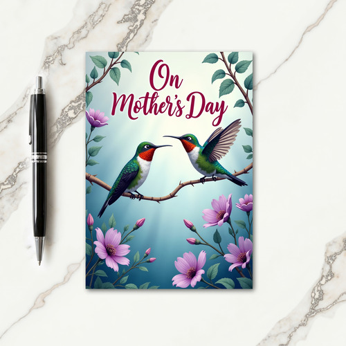 Teal Birds Floral Mothers Day Card