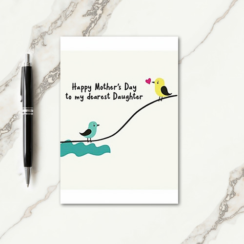 Teal Birds Mothers Day Love Card