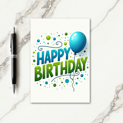 Teal Birthday Balloon Card