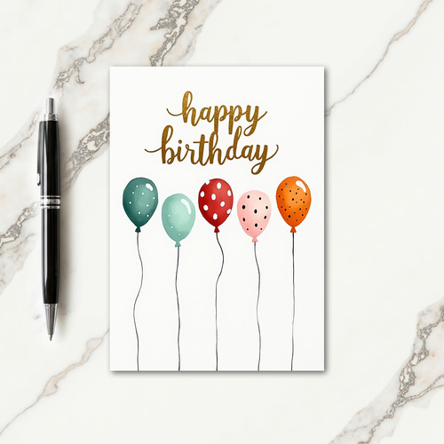 Teal Birthday Balloons Card