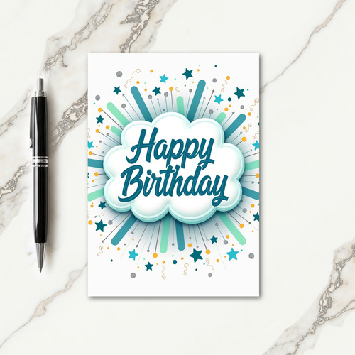 Teal Birthday Cloud Card