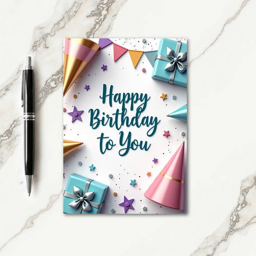 Teal Birthday Gifts Card