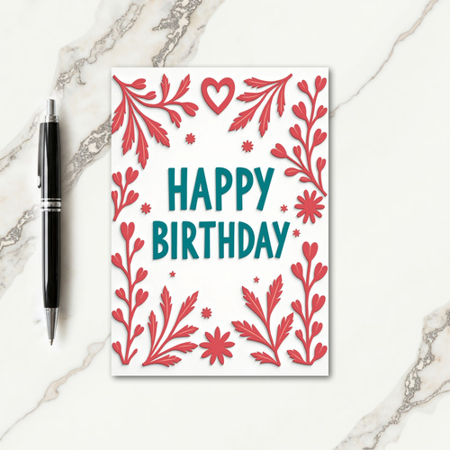 Teal Birthday Illustration Card