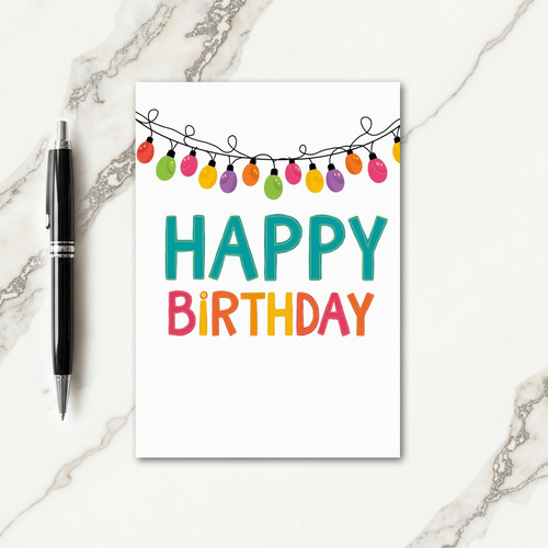 Teal Birthday Letter Lights Card
