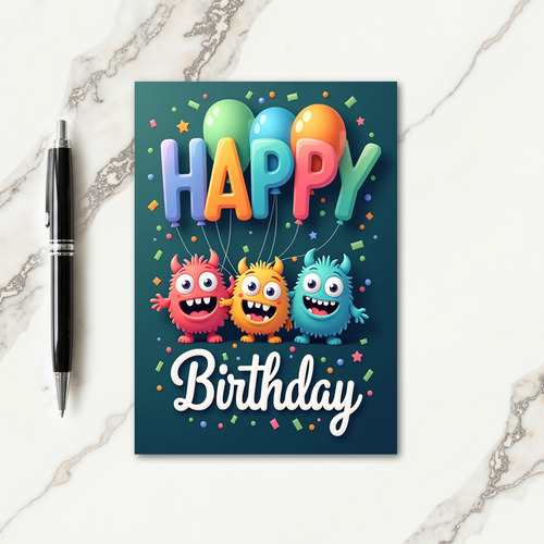Teal Birthday Scene Card
