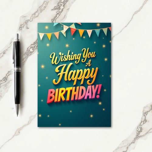 Teal Birthday Starbursts Card