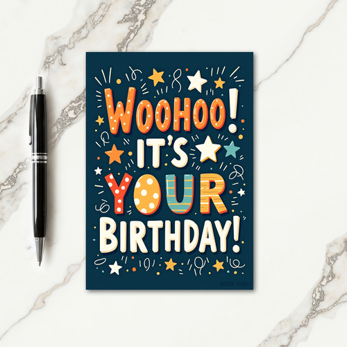 Teal Birthday Typography Card