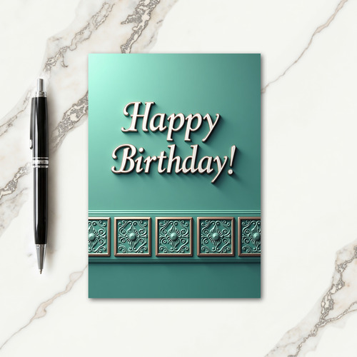 Teal Birthday Wainscot Card