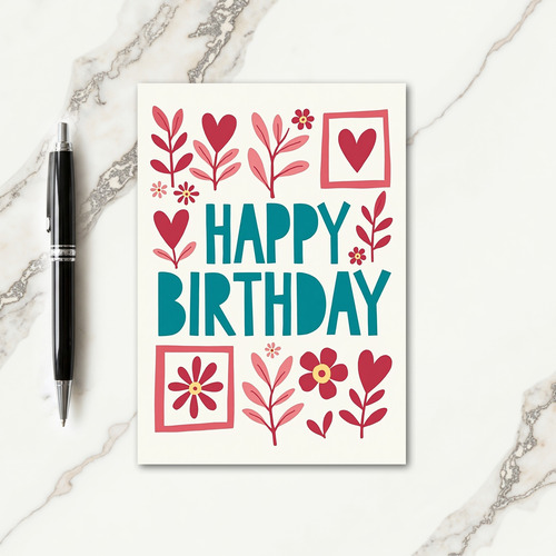 Teal Birthday Wishes Design Card