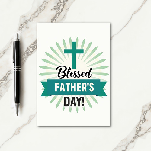 Teal Blessed Fathers Day Sun Card