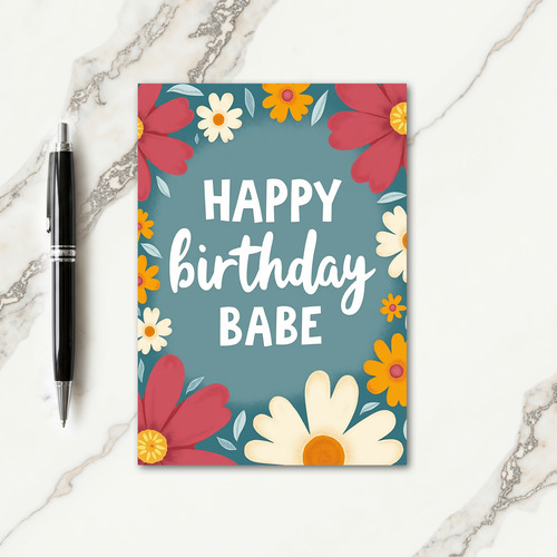 Teal Bloom Birthday Card