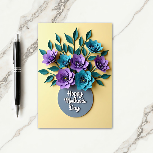 Teal Blossoms Mothers Day Card