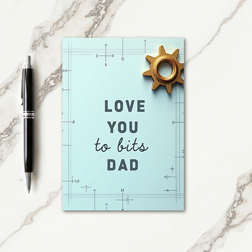 Teal Blueprint Fathers Day Card