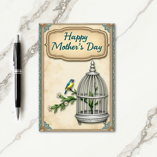 Teal Border Mothers Day Card
