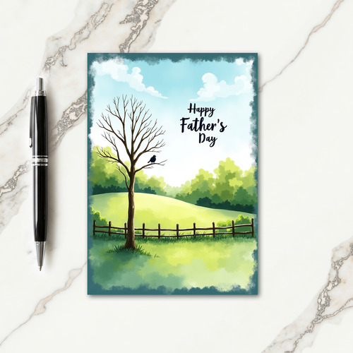 Teal Bordered Fathers Day Card