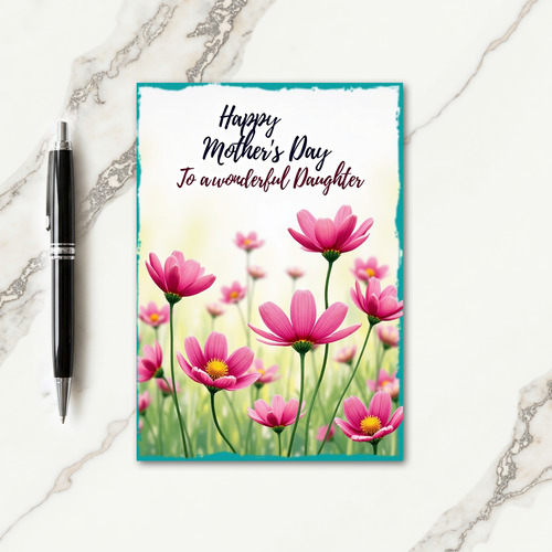 Teal Bordered Mothers Day Card