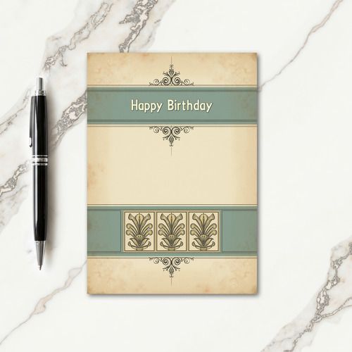 Teal Botanical Birthday Card