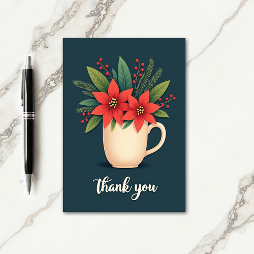 Teal Botanical Christmas Card