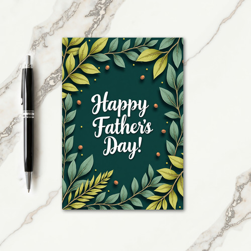 Teal Botanical Fathers Day Card