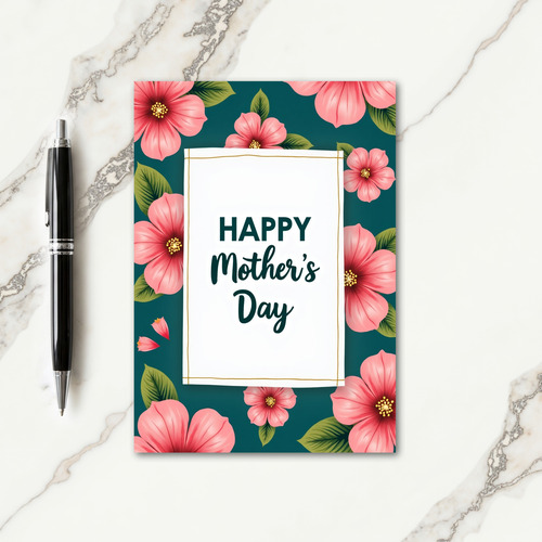 Teal Botanical Mothers Day Card