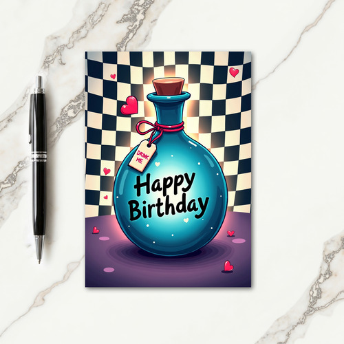 Teal Bottle Birthday Card