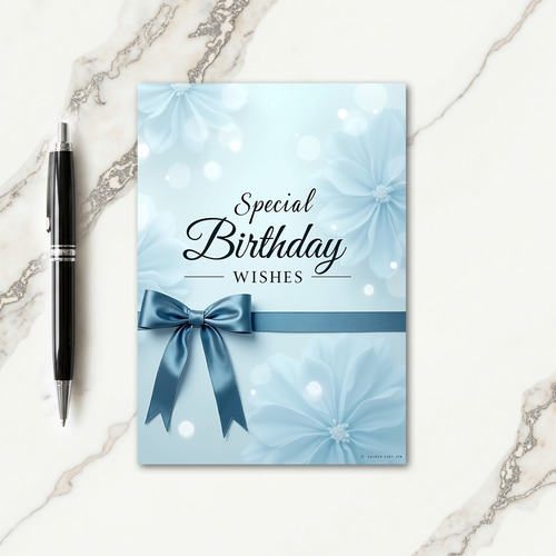 Teal Bow Birthday Card