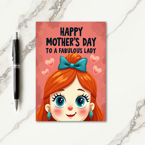 Teal Bow Lady Mothers Day Card