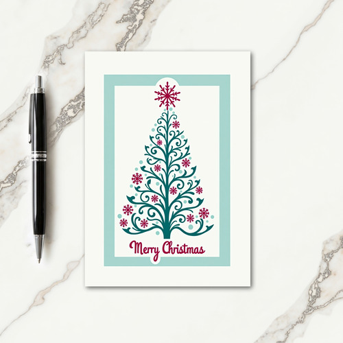 Teal Branch Christmas Card