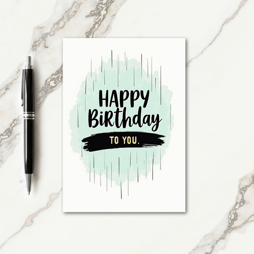 Teal Brushstroke Birthday Card