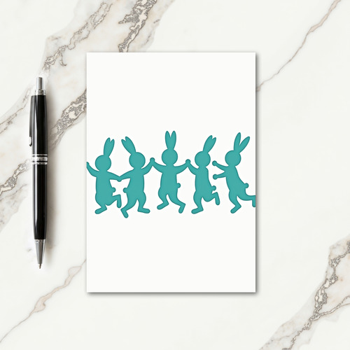 Teal Bunny Friends Fun Day Card