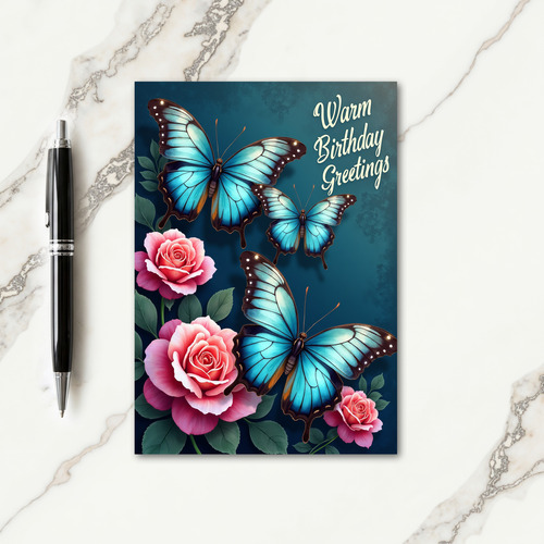 Teal Butterfly Birthday Card
